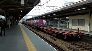 JR貨物 EF66-111号機[吹]+コキ7B　貨物列車93レ【加速開始＆コキ200形付き♪】