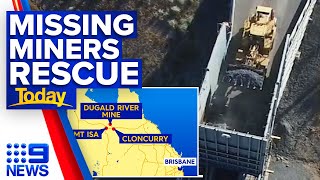 Desperate search for two miners trapped in collapsed Queensland mine | 9 News Australia