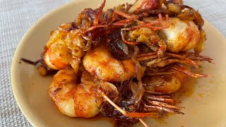 Quick \u0026 easy fry chilli onion prawns ပုစွန်ကြော်