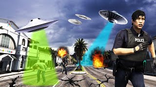 GTA5 外星人入侵洛圣都 LOS SANTOS UFO ALIEN INVASION  (OMG 😱) GTA5 MODS