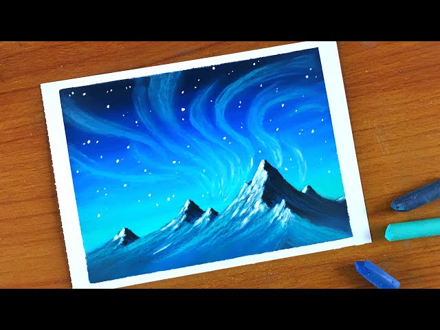 Northern Lights Drawing Easy Modern Northern Lights Over Mountains