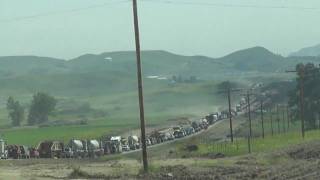 Fort Berthold - Highway 23 traffic backed up - Summer 2011