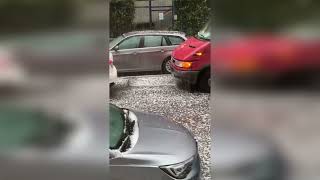 Fury of nature is raging in Italy !! Heavy rain and hail hit Turin !