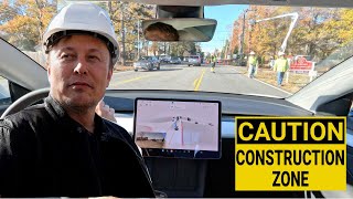 TESLA FSD Beta 🆚 Construction zone🚧👷🚨