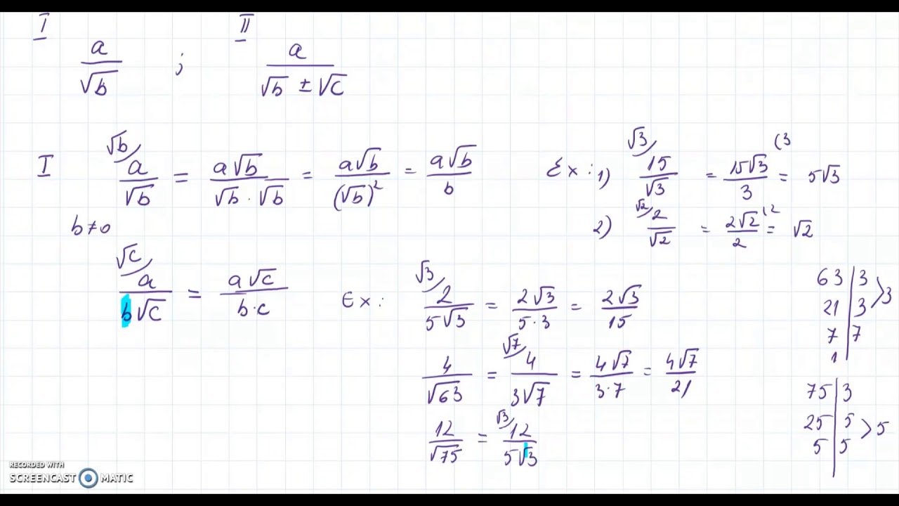 Rationalizarea Numitorului Unei Fracții - YouTube