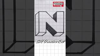 How to draw 3D Letter N  #shorts #3dletters