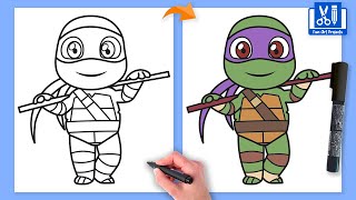 How To Draw Donatello (Teenage Mutant Ninja Turtles) |  Draw Cartoon Characters Step By Step