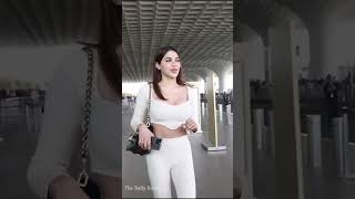 Nikki Tamboli Flaunting Her Hourglass Figure In A White Fitting Set