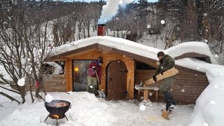 Winter Cabin Retreat: Cozy Night in the Mountains with Sauna \u0026 Fire-Cooked Dinner