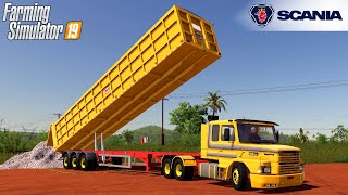 Farming Simulator 19 - SCANIA T SERIE 2 BRAZIL Truck Unloads Crushed Stone Into A Pit