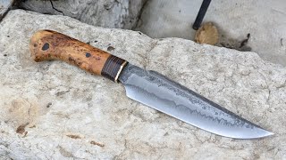 fabrication complète d'un couteau de chasse forgé. / full process making forged hunting knife.