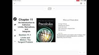Limits and Motion: The Tangent Problem (Section 11.1)