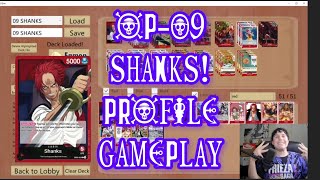 SHANKS DECK PROFILE AND GAMEPLAY! OP09 ONEPIECE TCG RUSHING RED RIVER SHANKS!