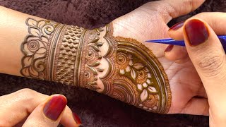 Very Beautiful Semi Bridal Henna Design for Hands |Latest Beautiful Engagement Henna Design Tutorial