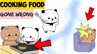 🍔Cooking Food GONE WRONG ||Peach and Goma || Bubu  and dudu || Cute Cuppies ||