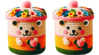 💯👌WONDERFUL 😍💯👌CROCHET PANDA SHAPE CONTAINER COVER MAKING IDEA #crochet #container #handmade