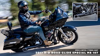 2017 Harley-Davidson Road Glide Special M8 107 with Freedom Motorcycle Exhaust 2-Into-1 Turn-out