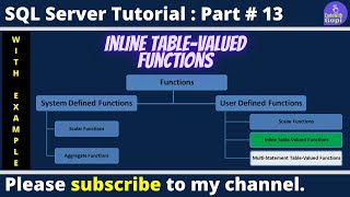 📊 Inline Table-Valued Functions in SQL Server | Learn iTVF with Examples | SQL Server Tutorial