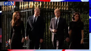Prince William, Kate Middleton, Prince Harry and Meghan Markle view tributes to Queen Elizabeth II