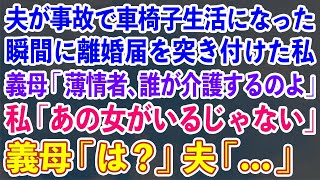 【スカッとする話】夫が事故で車椅子生活になった瞬間に離婚届を突き付けた私。義母「この薄情者、誰が介護するのよ」私「あの女がいるじゃない」義母「は？」夫「…」実は【修羅場】