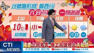 【戴立綱報氣象】18號颱風偏西行 週一通過巴士海峽｜週日晚上起東北風+水氣 北部轉陣雨 @中天新聞CtiNews  20211008