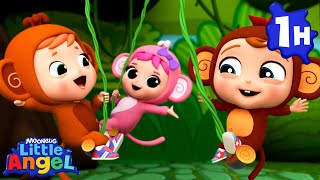 🐵 Cheeky Monkey Business 🐵 | Little Angel | Melody Time: Moonbug Kids Songs