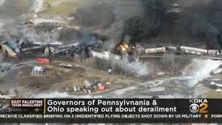 Governors of Pennsylvania and Ohio speaking out about East Palestine train derailment