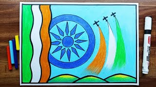 15 August Drawing - Independence Day Poster Drawing idea - Independence Day Drawing easy