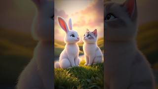 River Rescue: The Brave Cat and the Drowning Rabbit | Heartwarming Story...#shorts #kidsstory