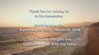 Funeral of Marjorie Mae Cox - 04/02/2024 - COTC Worship