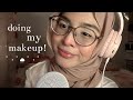 ASMR 🌧️ with rain, chit chat, doing my makeup ⋆𐙚₊˚⊹♡ (my daily look)💋