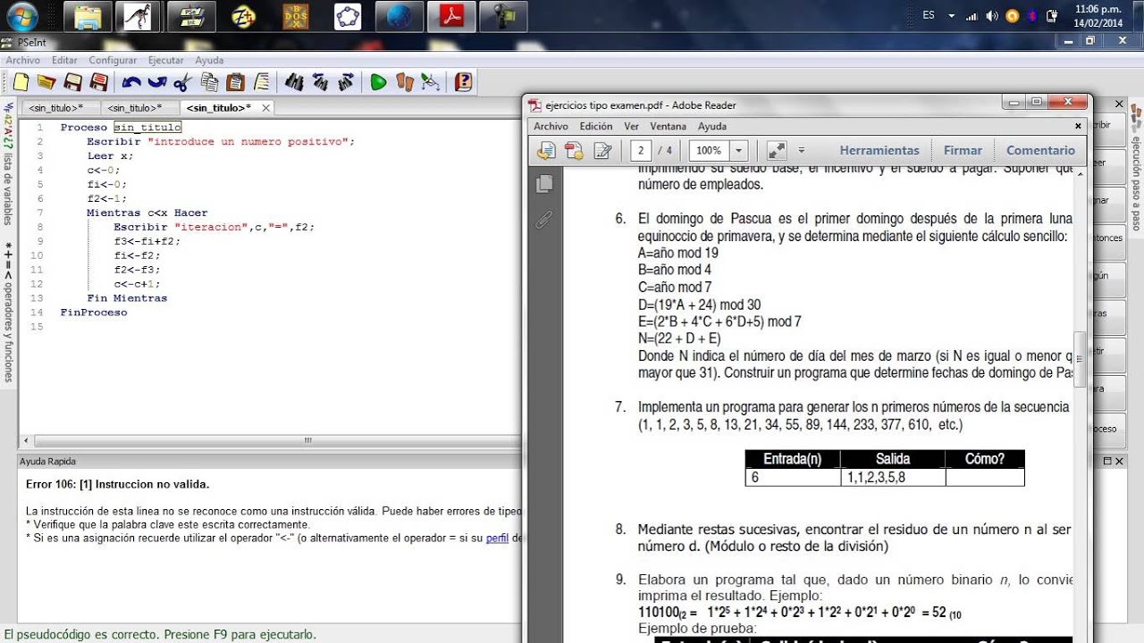 Serie De Fibonacci Pseint Pseudocodigo Fundamentos De Programacion ...