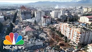 Drone video reveals destruction, mortuary shows human cost of Turkish earthquake