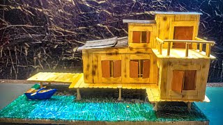 How to make sea house | villa sea house | ice cream sticks & popsicle | diorama sea | sea model