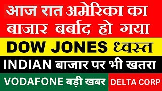 आज रात America का Stock Market बर्बाद हो गया😭 DOW JONES 700 POINTS CRASH🔴VodaFone बड़ी खबर 🔴Deltacorp