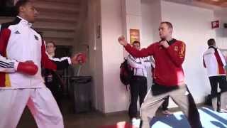 Jonathan Horne of Germany warming up before the Bronze medal fight | WORLD KARATE FEDERATION