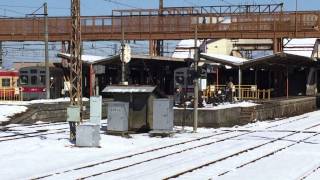 長野電鉄-須坂駅普通電車上・下線通過！