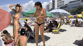 😲 HOTTEST WALKING TOUR BRAZIL🔥BIKINI IPANEMA BEACH 😍 2024