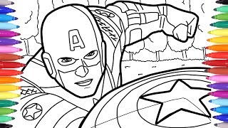 How to Draw Captain America for Kids, Marvel Avengers, Captain America Coloring Pages for Kids