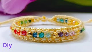 Como hacer una Pulsera en Macramé con NUDO ALONDRA y Cristales💎 / Pulsera de Hilo