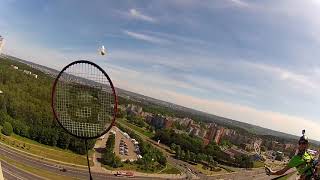 Badmintonas 70 metrų aukštyje ant Vilniaus Spaudos rūmų sienos