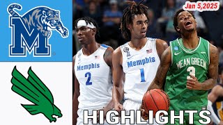 Memphis Tigers vs North Texas Mean Green Men's Basketball Game Highlights | Jan 5,2025