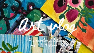 ARTIST VLOG: my acrylic, gouache, charcoal paintings made between 4 and 9 years old (part 2/2)