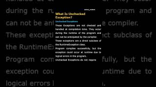 What is unchecked exception? #unchecked exception#java coders#java interview questions#shortvideo