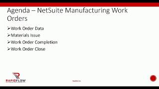 Work Order Execution In Oracle NetSuite
