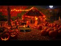 Cozy Autumn Pumpkin Farm Halloween Ambience with Relaxing Crackling Fire & Nature Sounds for Sleep