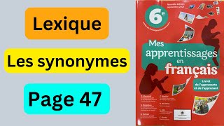 Lexique mes apprentissages en français 6 AEP page 47