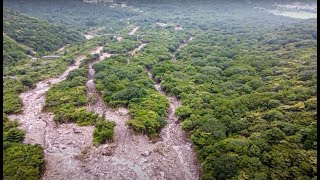 2020年7月18日撮影、くじゅう連山・長者原ー諏蛾守越ルート大規模土石流災害被害状況