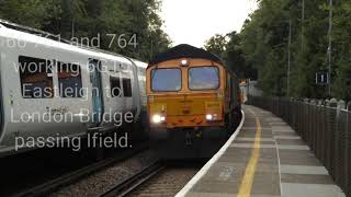 GBRf 66 761 and 764 working 6G10 Eastleigh-London Bridge | 21/7/2019