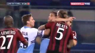 Philippe Mexes vs Stefano Mauri Fight and Red Card Ac Milan vs Lazio  Seria A 2014-2015